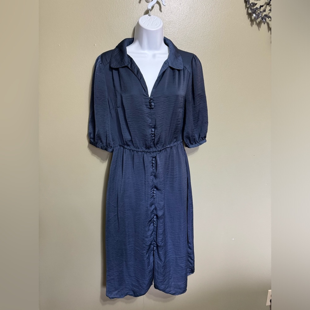 ModCloth Blue Button Front Dress, Size M